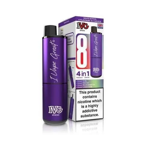 IVG 2400 Rechargeable vape kit  box of 5 Grape Ice