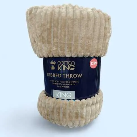 Kotton King Ribbed throw king size (200*240 approx) (colour may vary)