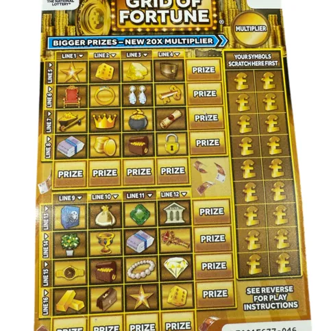 National lottery £3 grid of fortune £300,000 scratch card game