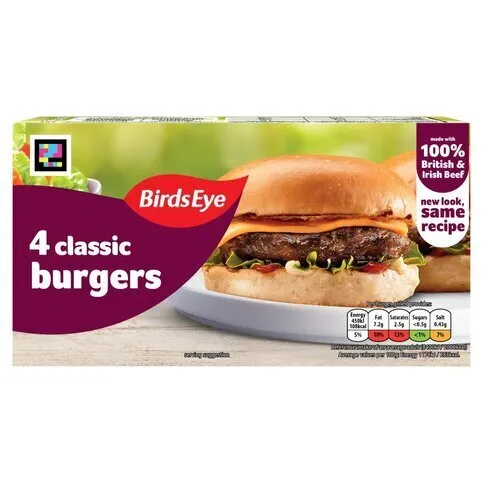 Birds Eye Classic 4 Beef Burgers  227g