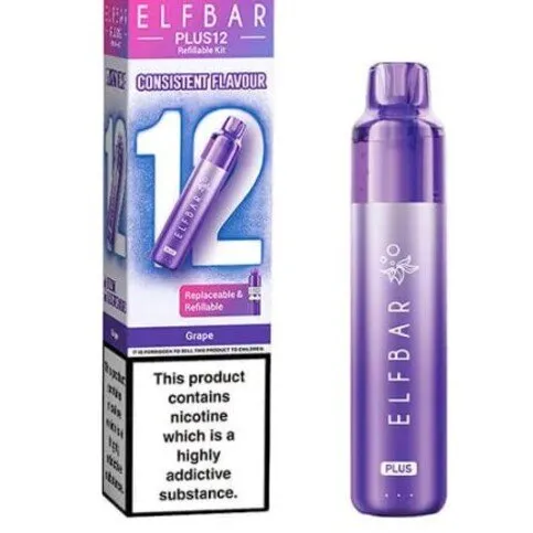 Elfbar plus 12 Grape vape with free extra refill pod
