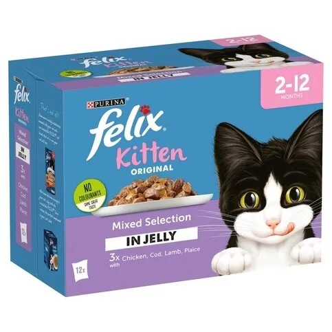 Felix Kitten Cat Food Mixed Selection in Jelly 12 x 100g