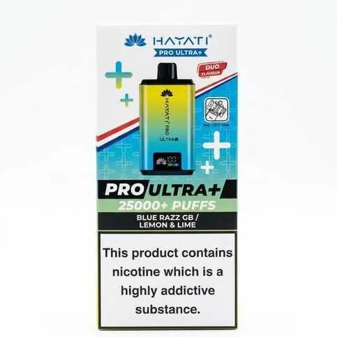 Hayati pro ultra 25000 puffs Blue razz gb/ lemon & lime vape