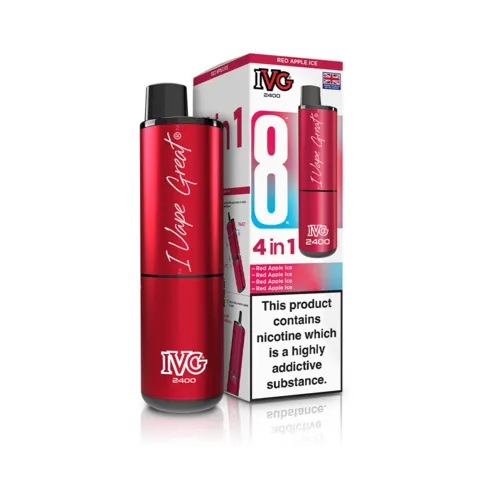 IVG 2400 Rechargeable vape kit  box of 5 Red apple ice