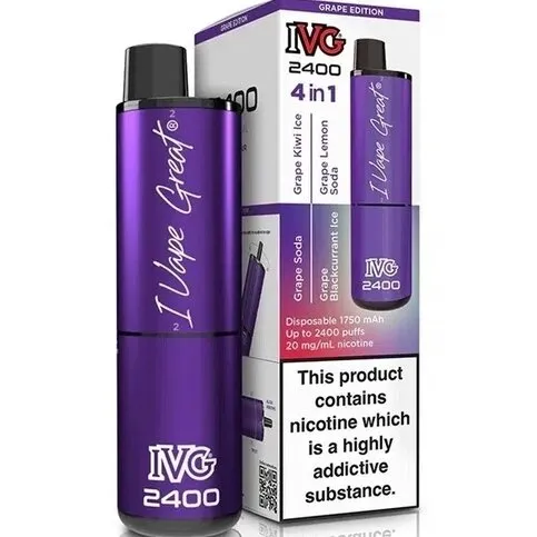 IVG 2400 Rechargeable vape kit  box of 5 Grape Edition