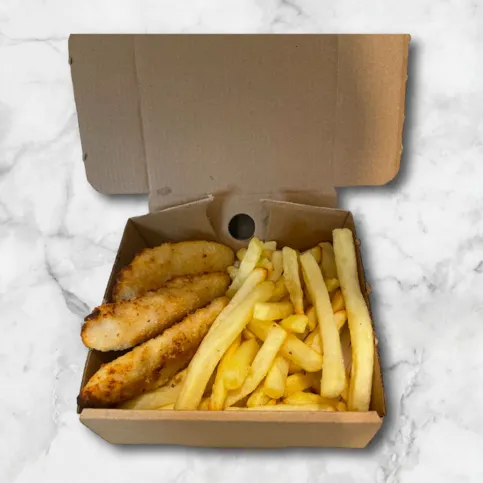 kids meal chicken goujons, chips & drink 