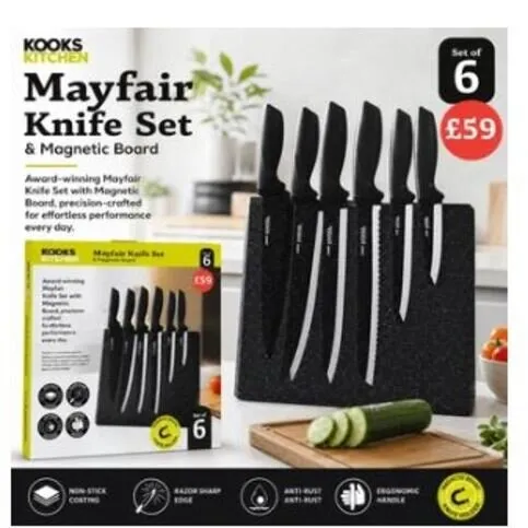 Mayfair Knife Set of 6 & Magnetic Board
