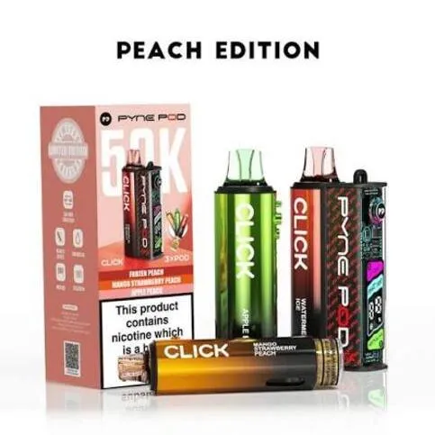 Pyne Pod Kit with 3 Flavours (Frozen Peach/Mango strawberry peach/Apple Peach) 50k Vape