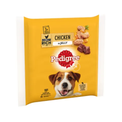 Pedigree Adult Wet Dog Food Pouches Chicken in Jelly 3 x 100g