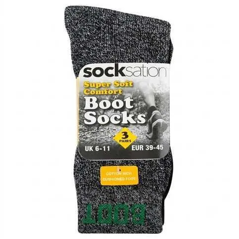 Socksartion super soft boot socks 3 pairs UK 6-11