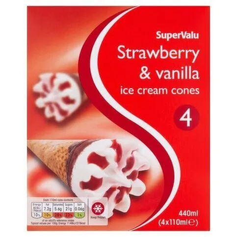 Strawberry ice cream  cones 4*440 ml