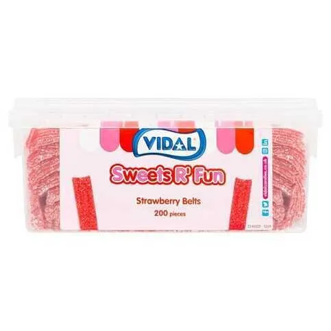 Vidal Sweets R' Fun Strawberry Belts 200 pieces 1.3 kg