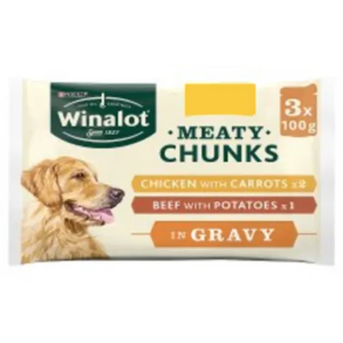 Winalot Meaty Chunks Chicken With Carrot And Beef With Potatoes In Gravy 3 x 100g