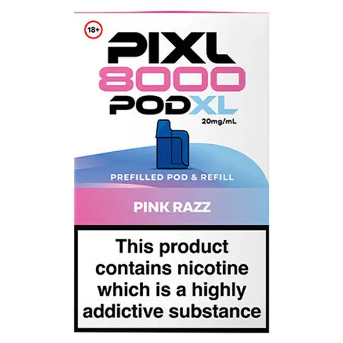Pixl 8000 Pod XL Pink Razz Prefilled Pod & Refill 20mg/ml