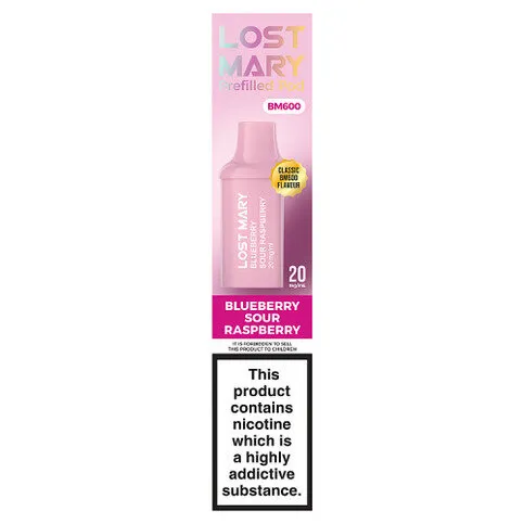 Lost Mary Classic BM600 Flavour Blueberry Sour Raspberry Prefilled Pod 20mg/ml