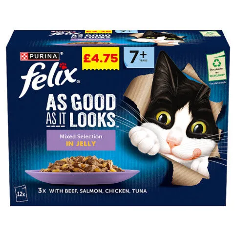 FELIX As Good As it Looks Senior 7+ Mixed Wet Cat Food 12x85g PMP