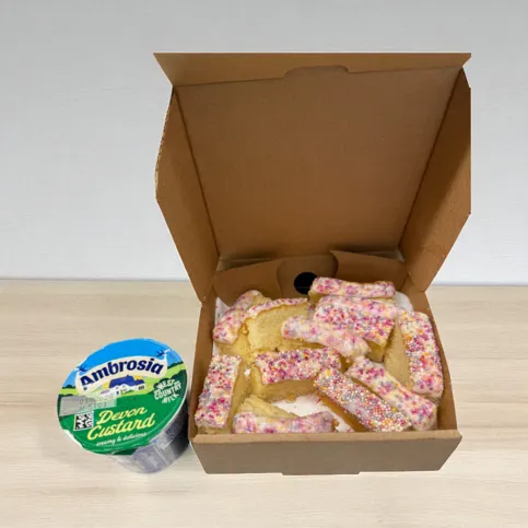 Dipping old school cake & warm custard 