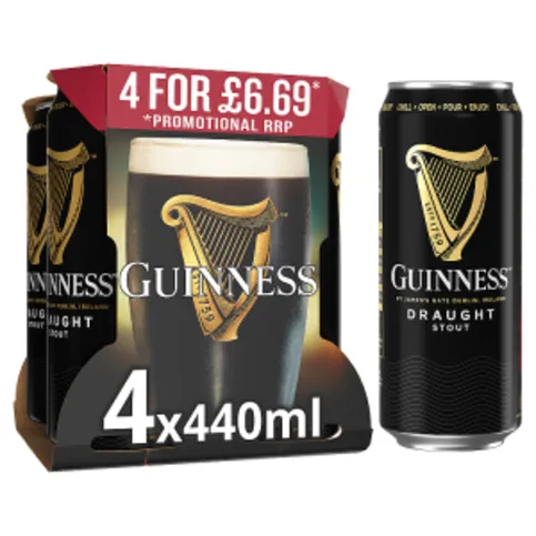 x4 Guinness Draught In Can 440ml