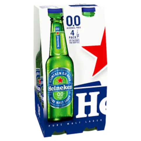 Heineken 0.0 Lager Beer 4 x 330ml Bottles