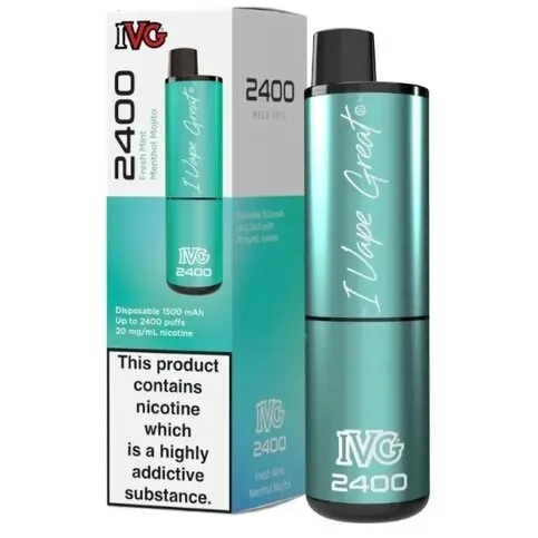 IVG 2400 Rechargeable vape kit  box of 5 Freah Menthol Mint Mojito