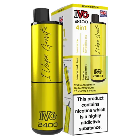 IVG 2400 Rechargeable vape kit  box of 5 Lemon Edition