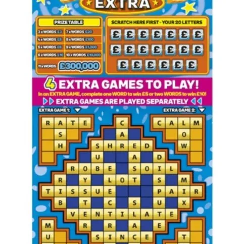 National lottery £3 Word Grid £300,000 scratch card game