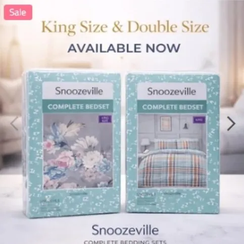 Snoozeville Complete Bedset King Size (Duvet cover, fitted sheet, 2 X pillowcases)