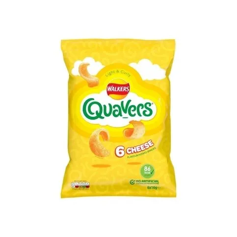 WALKERS QUAVERS 6 CHEESE FLAVOUR POTATO SNACKS 6×16 G