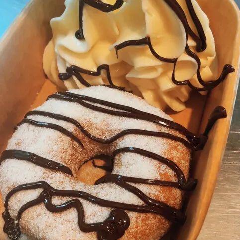 Warm sugar donut & ice cream 