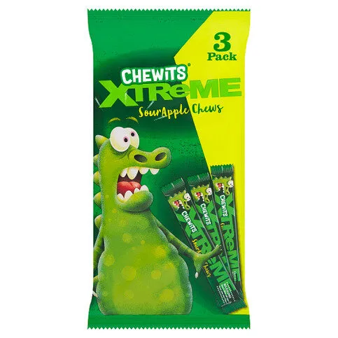 Chewits Xtreme Sour Apple Chews 3 x 34g
