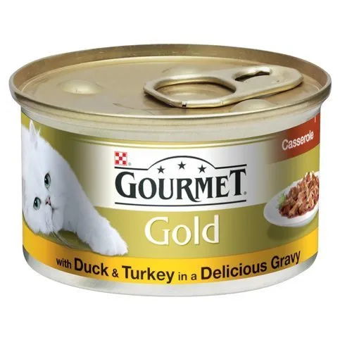 Gourmet Gold Tinned Cat Food Duck and Turkey Casserole 85g