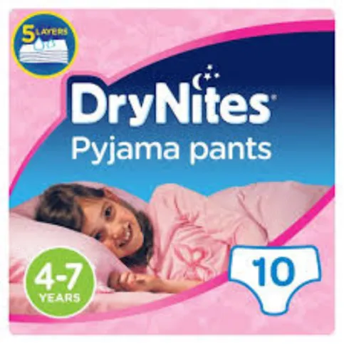 Huggies DryNites, Pyjama Pants Girl 4-7 Years (17-30kgs) 10 Pack