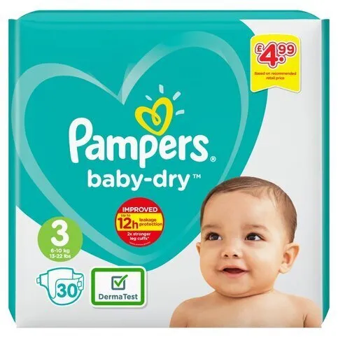 Pampers Baby-Dry Size 3 x 30 Nappies