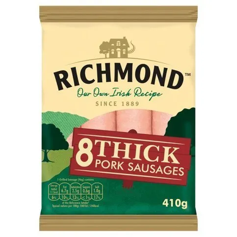 Richmond 8 Thick Pork Sausages 410g